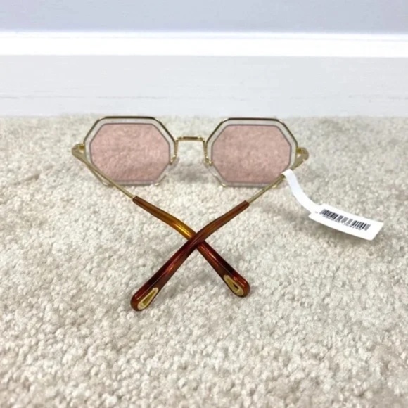 Chloe tally 53 MM Octagon Sunglasses in Havana/Azure/Pink BOUTIQUE main image 9